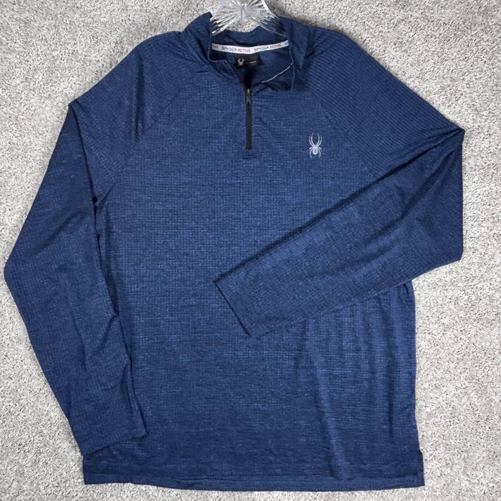 Spyder Active Mens Long Sleeve 1/4 Zip Pullover Top‎ Blue XL ProWeb